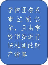 非凡娱乐团委发布注销公示，且由非凡娱乐团委进行该社团的财产清算